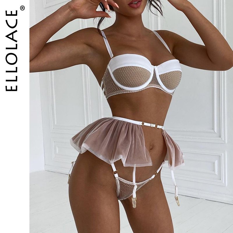 Ellolace-Sexy-Lingerie-Mesh-Patchwork-Fancy-Underwear-Ruffle-Garters-Delicate-Luxury-Brief-Set-See-Through-Sensual